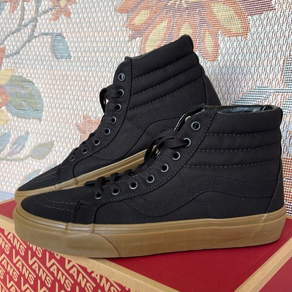 Vans Unisex Sk8-Mid Reissue Reflective Skate Shoe Canvas Gum Black/Light Gum - Picture 7 of 16